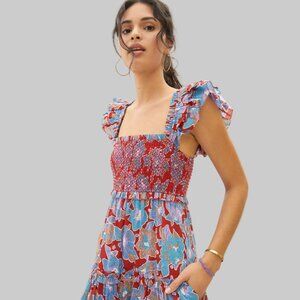 Love The Label red and blue floral dress, size XS